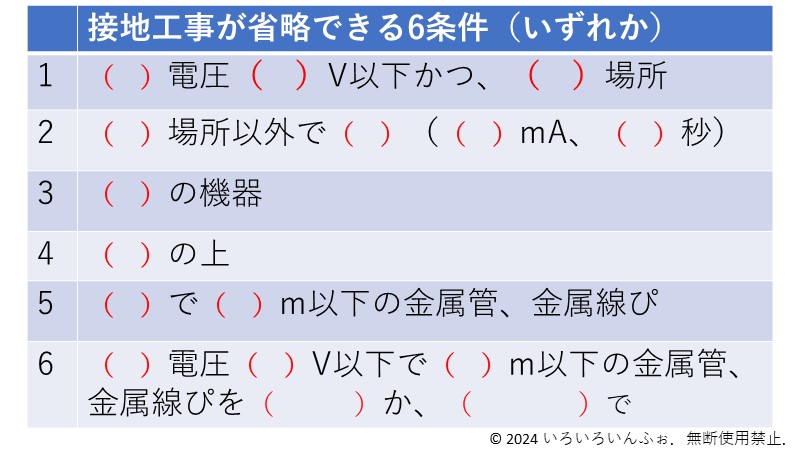 接地工事が省略できる6条件問題