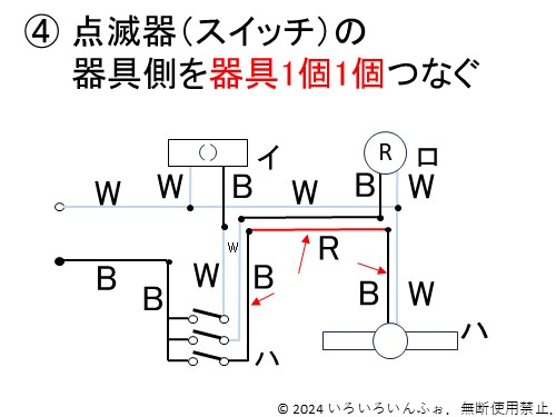 スイッチの器具3側の配線