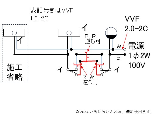 候補問題No.6の複線図で色を変えてもよい所